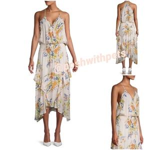 Parker NWT Clora Floral Blouson Asymmetrical Dress Juniper Garden Pink Large New